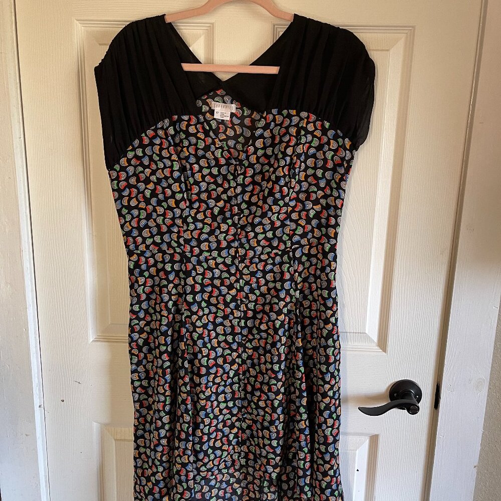 Cooperative Sandwashed Silk Geometric Print Vintage Maxi Dress Size 12